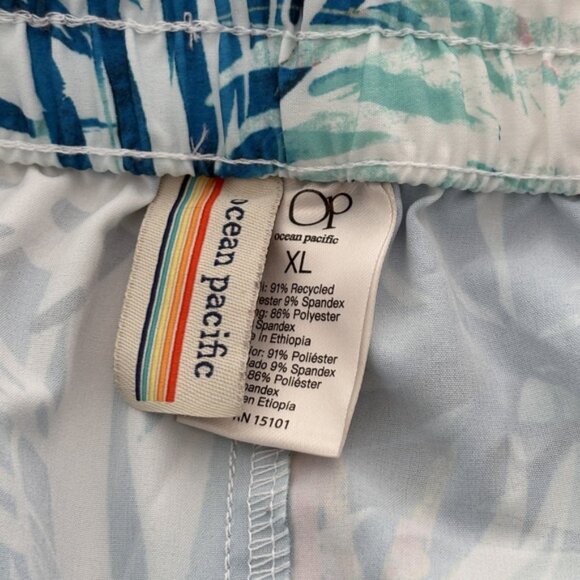 Ocean Pacific Swim Shorts Womens XL Tropical Palm Print Drawstring Pockets Beach - Picture 5 of 5